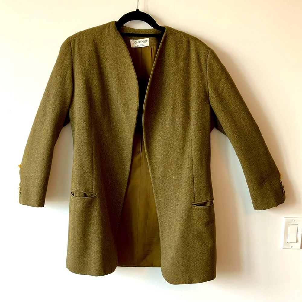 Calvin Klein lined wool green jacket